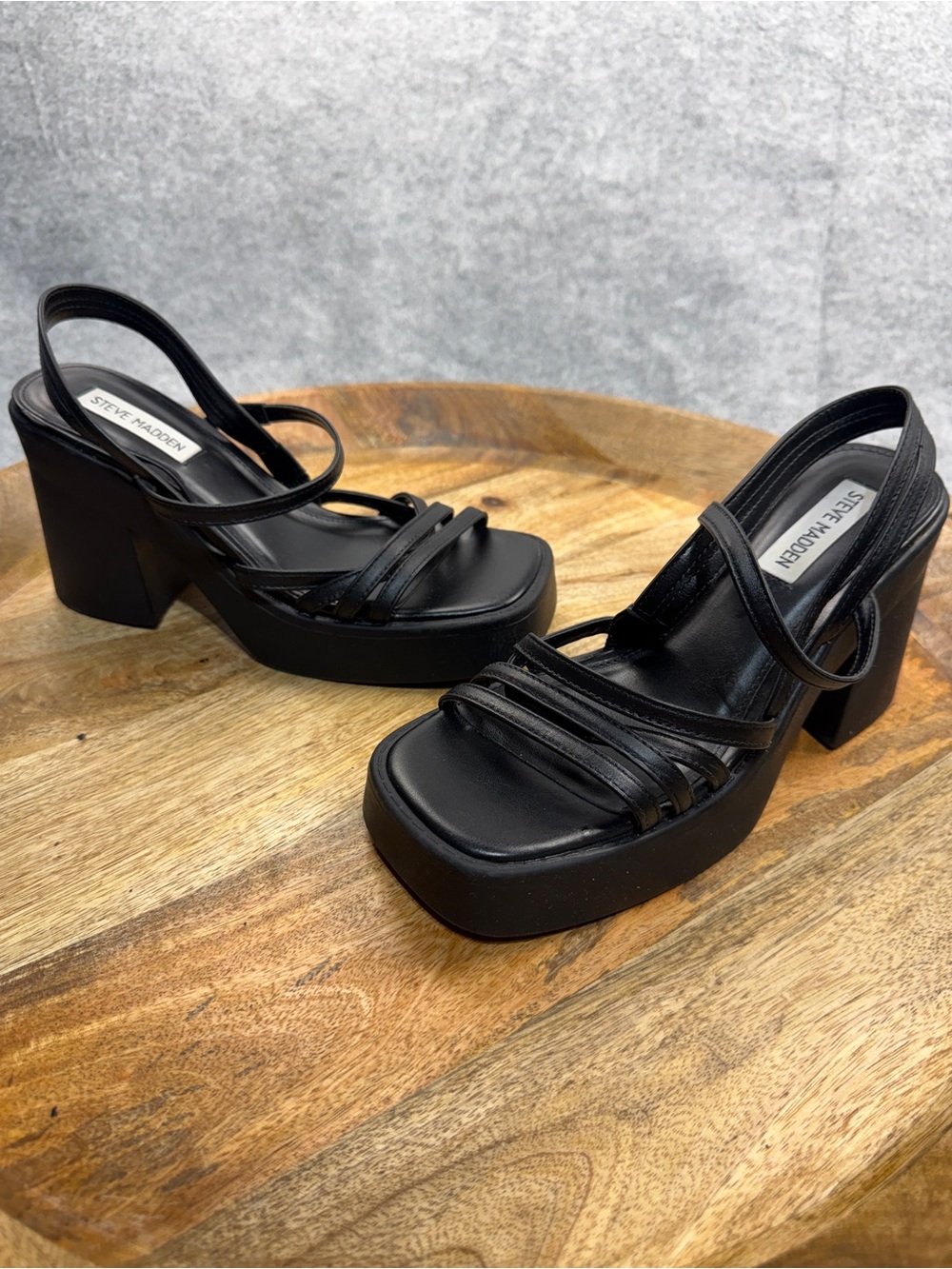 Y2K Party Platforms | Steve Madden Black Strappy Heels Size 6
